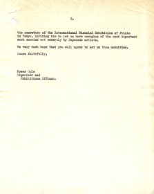 Letter from Speer Ogle, Organiser and Exhibitions Officer, the Arts Council to Professor Richard Guyatt, School of Graphic Design, Royal College of Art.  (Page 2)